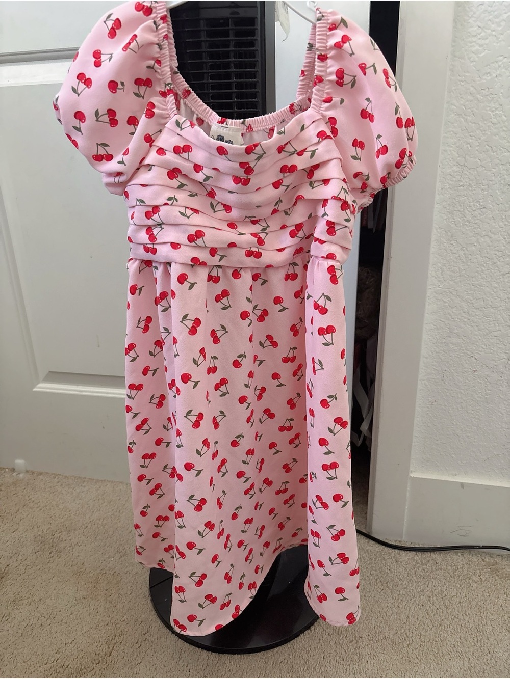 Lily Bleu Pink Cherry Dress Girls Puff Sleeve Cottagecore Spring Size 9/10 open